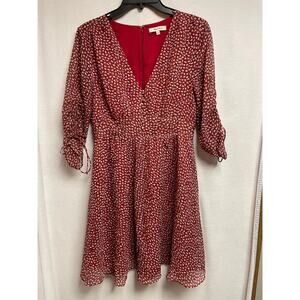 Madewell dress size 4 maroon blue green yellow dots flowers zip back lightweight